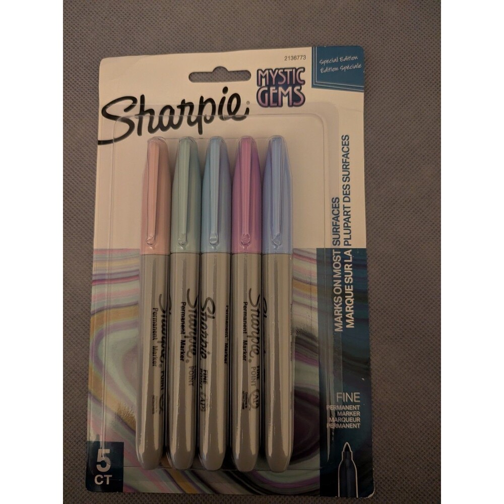 Sharpie Mystic Gem Permanent Markers Pack Of 5 Fine Point Multi Color Markers